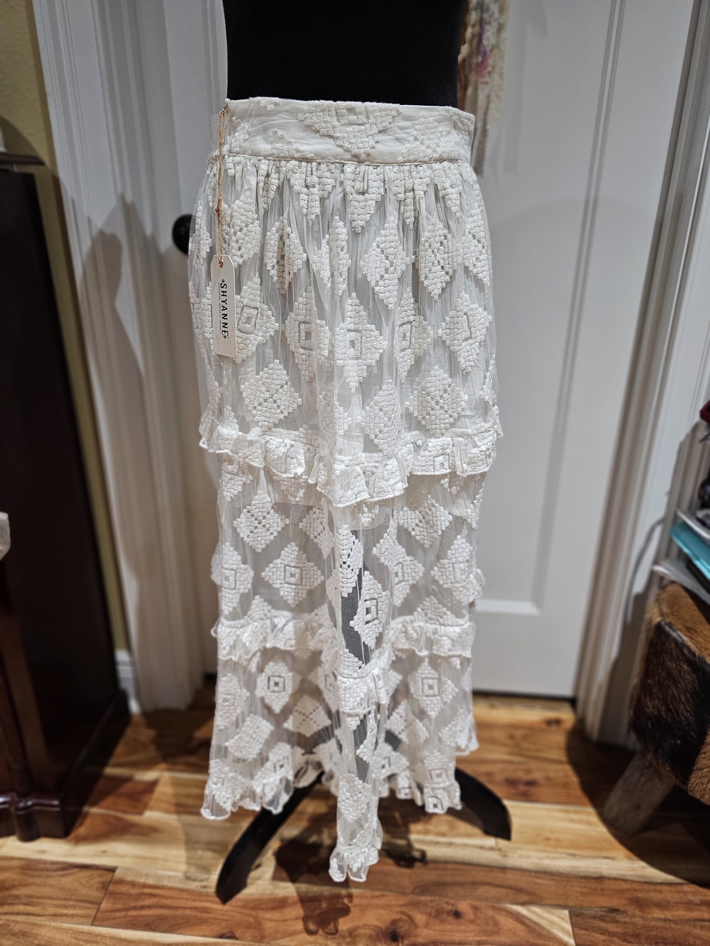 Shyanne White Tiered Maxi Skirt, NWT